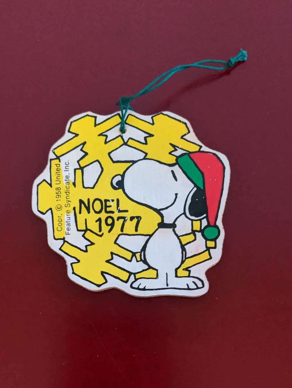 Vtg Peanuts Gang Christmas Ornament Snoopy Noel 1977 Snowflake Dupont